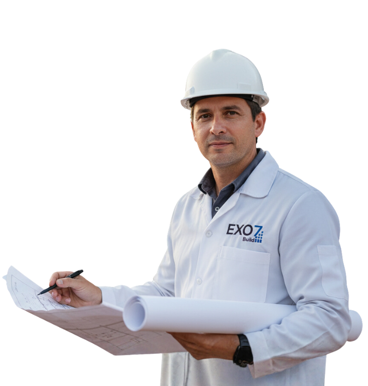 Equipe técnica da Exo7 em obra